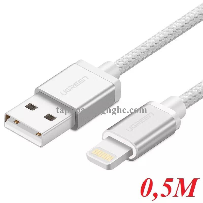 Ugreen 40693 0.5M màu Trắng Cáp Lightning sạc + truyền dữ liệu cho iPhone US199 30040693